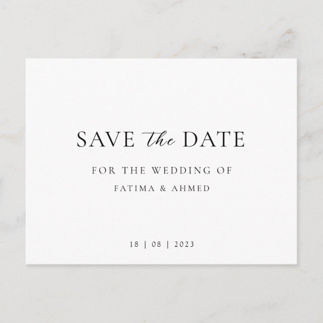 Carte Postale Faire-part Mariage De Script Minimal Non Photo Enregistrer La (Devant)