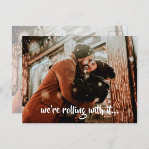 Carte Postale Faire-part Mariage de script moderne Photo Enregistrer la dat