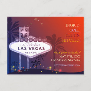 Carte Postale Faire-part Mariage de soirée à Las Vegas, Épargnez la date