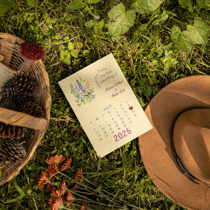 Carte Postale Faire-part Mariage de style calendrier Enregistrer la date ju