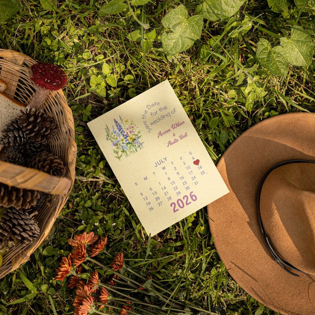 Carte Postale Faire-part Mariage de style calendrier Enregistrer la date ju (Créateur téléchargé)