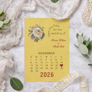Carte Postale Faire-part Mariage de style calendrier Enregistrez la date No