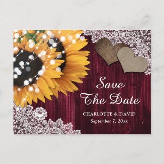 Carte Postale Faire-part Mariage de Tournesol Bourgogne Enregistrer La Date