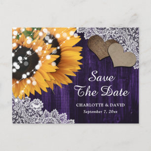 Carte Postale Faire-part Mariage de tournesol violet Enregistrer la date Ca