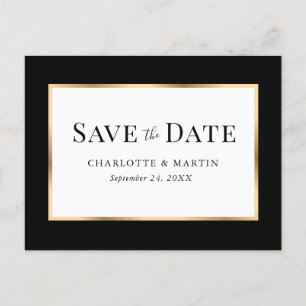 Carte Postale Faire-part Mariage de trame minimaliste en or noir