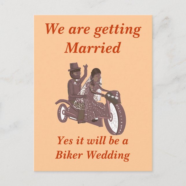 Carte Postale Faire-part Mariage de vélo, Pilote de course, Stationnaire (Devant)