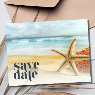 Carte Postale Faire-part Mariage décontracté de Starfish Beach Enregistrer