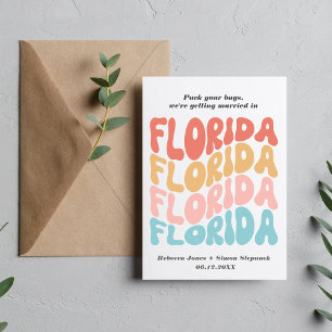 Carte Postale Faire-part Mariage décontracté et coloré en Floride - Enregis