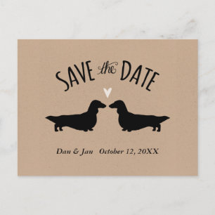 Carte Postale Faire-part Mariage des Dachshunds Longhé Enregistrer la date