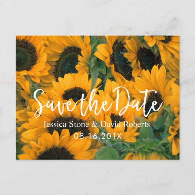 Carte Postale Faire-part Mariage des tournesols Enregistrer la date (Devant)