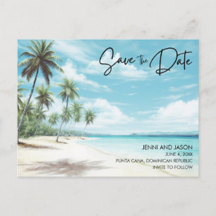 Carte Postale Faire-part Mariage Destination Plage Enregistrer La Date