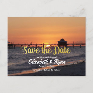 Carte Postale Faire-part Mariage d'été, Enregistrer la date, plage, Personn