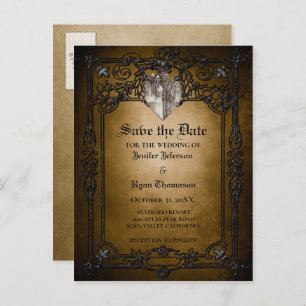 Carte Postale Faire-part Mariage d'halloween gothique enregistrer la date c