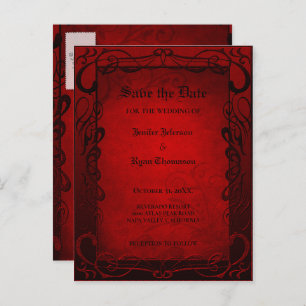 Carte Postale Faire-part Mariage d'halloween gothique enregistrer la date c