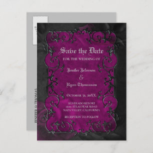 Carte Postale Faire-part Mariage d'halloween gothique enregistrer la date c