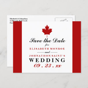 Carte Postale Faire-part Mariage Drapeau Canadien Enregistrer La Date
