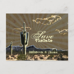 Carte Postale Faire-part mariage du cactus du pays occidental enregistrer l