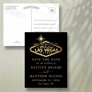Carte Postale Faire-part Mariage élégant à Las Vegas, Sauvegarder la date