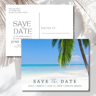 Carte Postale Faire-part Mariage Elégant sur la Plage, Enregistrez la Date