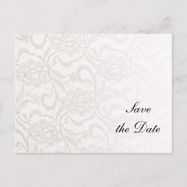 Carte Postale Faire-part Mariage en dentelle blanche Enregistrer la date (Devant)