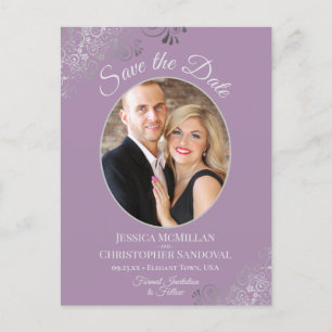Carte Postale Faire-part Mariage en dentelle d'argent avec dentelle Enregis