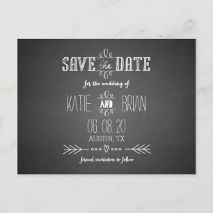Carte Postale Faire-part Mariage en tableau de bord Enregistrer la date Car