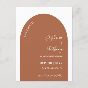 Carte Postale Faire-part Mariage en terre cuite et arche blanche Enregistre
