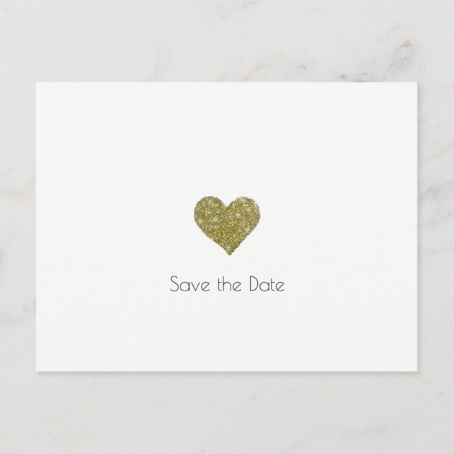 Carte Postale Faire-part mariage enregistrer la date + faux coeur d'or mini (Devant)