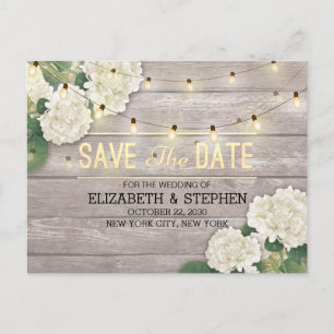 Carte Postale Faire-part Mariage Enregistrer La Date Hydrangea String Light