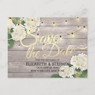 Carte Postale Faire-part Mariage Enregistrer La Date Hydrangea String Light