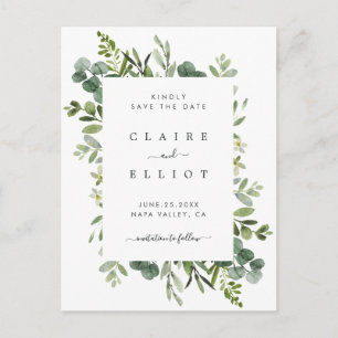 Carte Postale Faire-part Mariage Eucalyptus Green Foliage Enregistrer la da