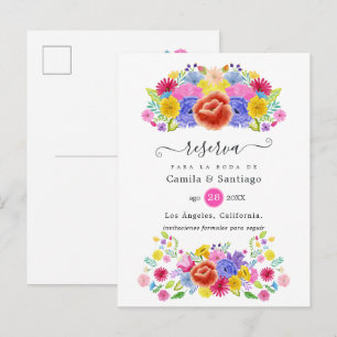 Carte Postale Faire-part Mariage Fiesta Floral Espagnol Enregistrer la date