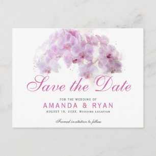 Carte Postale Faire-part Mariage Fleur Florale Fleur d'Orchidée Rose Pâle A