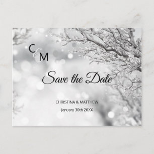 Carte Postale Faire-part Mariage Flocons de Neige SAVE THE DATE