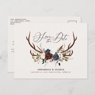 Carte Postale Faire-part mariage floral de la marine bourguignonne