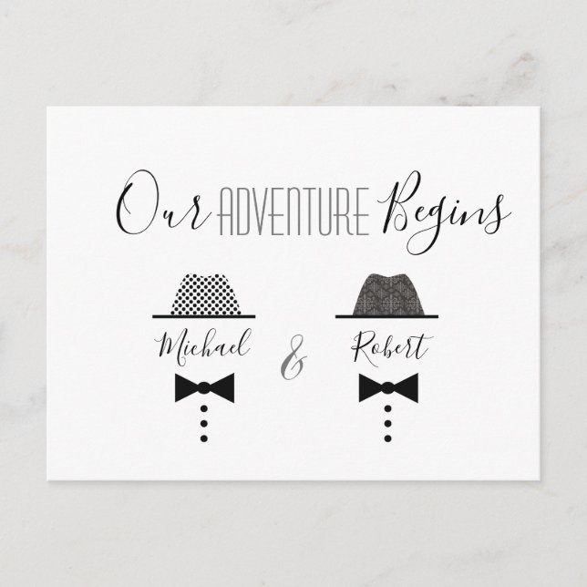 Carte Postale Faire-part Mariage Gay Enregistrer La Date (Devant)