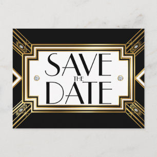 Carte Postale Faire-part Mariage géométrique Art déco glamour Enregistrer l