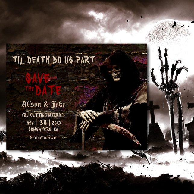 Carte Postale Faire-part Mariage Gothique Du Crâne Enregistrer La Date (Créateur téléchargé)