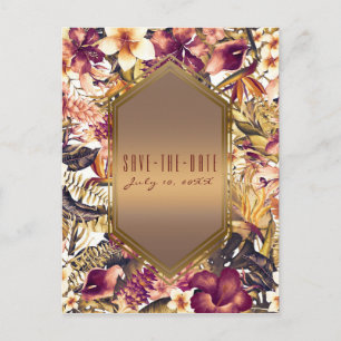 Carte Postale Faire-part Mariage Hawaiian Golden Tropics Enregistrer la dat