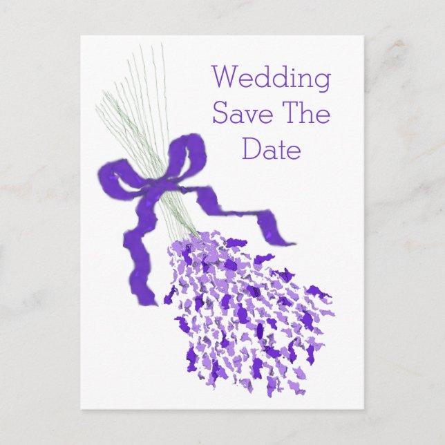Carte Postale Faire-part Mariage Lavande Enregistrer La Date (Devant)