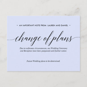 Carte Postale Faire-part Mariage lilas Changement de plans Reporté Annulé