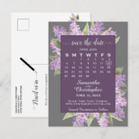 Mariage Lilas Rustique Calendrier "Save the Date" 