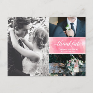Carte Postale Faire-part Mariage Merci d'aquarelle photo Collage