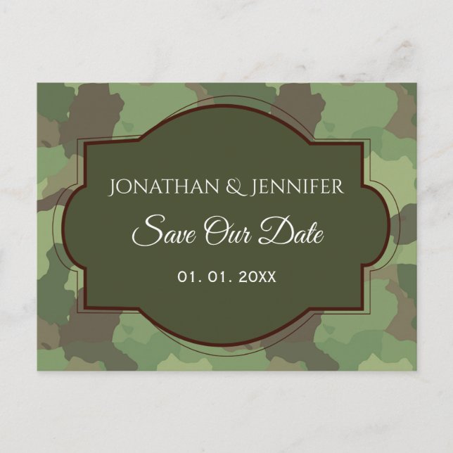 Carte Postale Faire-part Mariage Militaire Enregistrez la date (Devant)