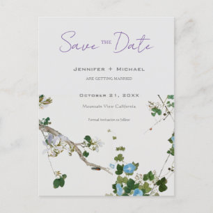 Carte Postale Faire-part Mariage Minimaliste Calligraphie Florale 