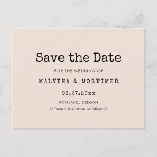 Carte Postale Faire-part Mariage minimaliste de machine à écrire enregistre