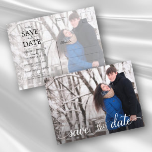 Carte Postale Faire-part Mariage moderne écriture manuscrite photo Save the