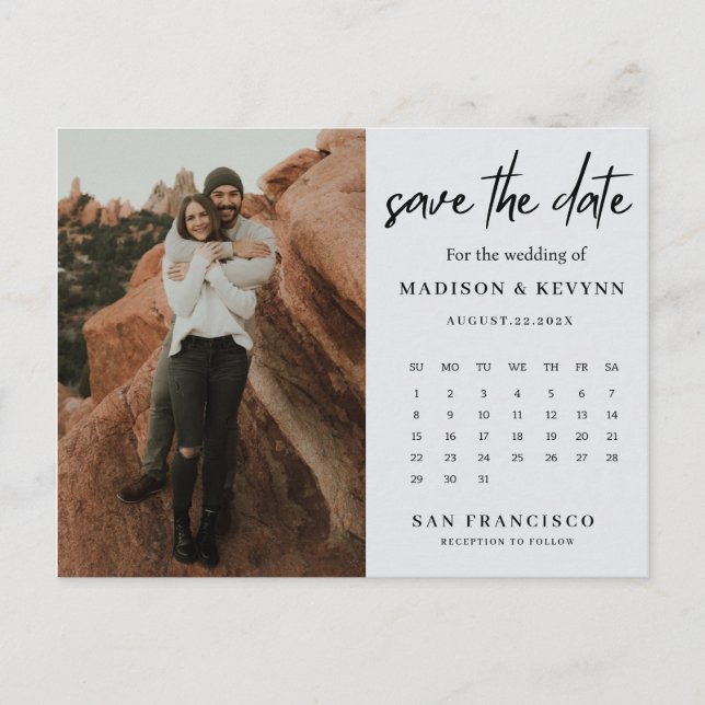 Carte Postale Faire-part Mariage moderne et minimaliste gris tendance (Devant)