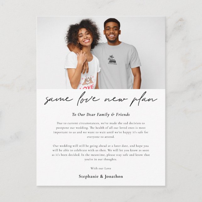 Carte Postale Faire-part Mariage Moderne Photo Même amour Nouveau Plan Scén (Devant)