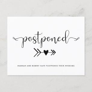 Carte Postale Faire-part Mariage moderne Postponction Coeur Noir Blanc